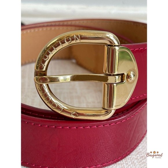 Authentic Louis Vuitton Pomme D'Amour Monogram Vernis LV Frame Belt Size 80/32 - Picture 2 of 13